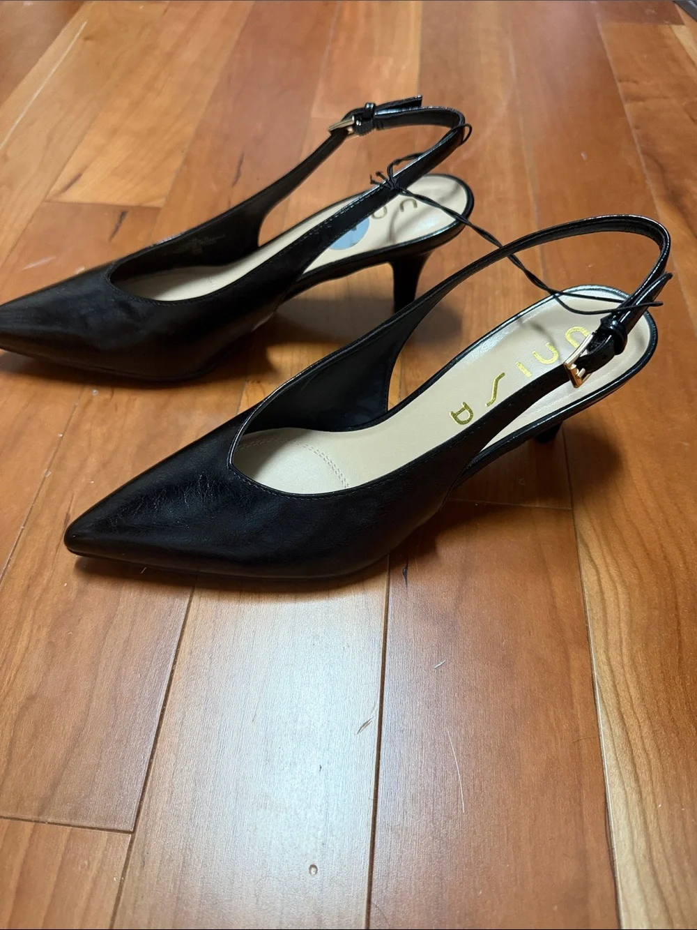 Unisa Black Patent Pointed Slingback Heels
